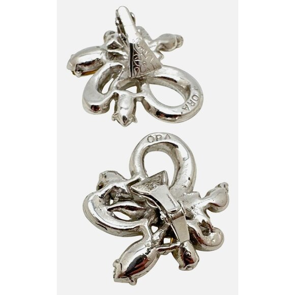 Vintage Timeless Classic ORA Earrings1940s Clip on Cluster Costume Regency - Picture 8 of 10